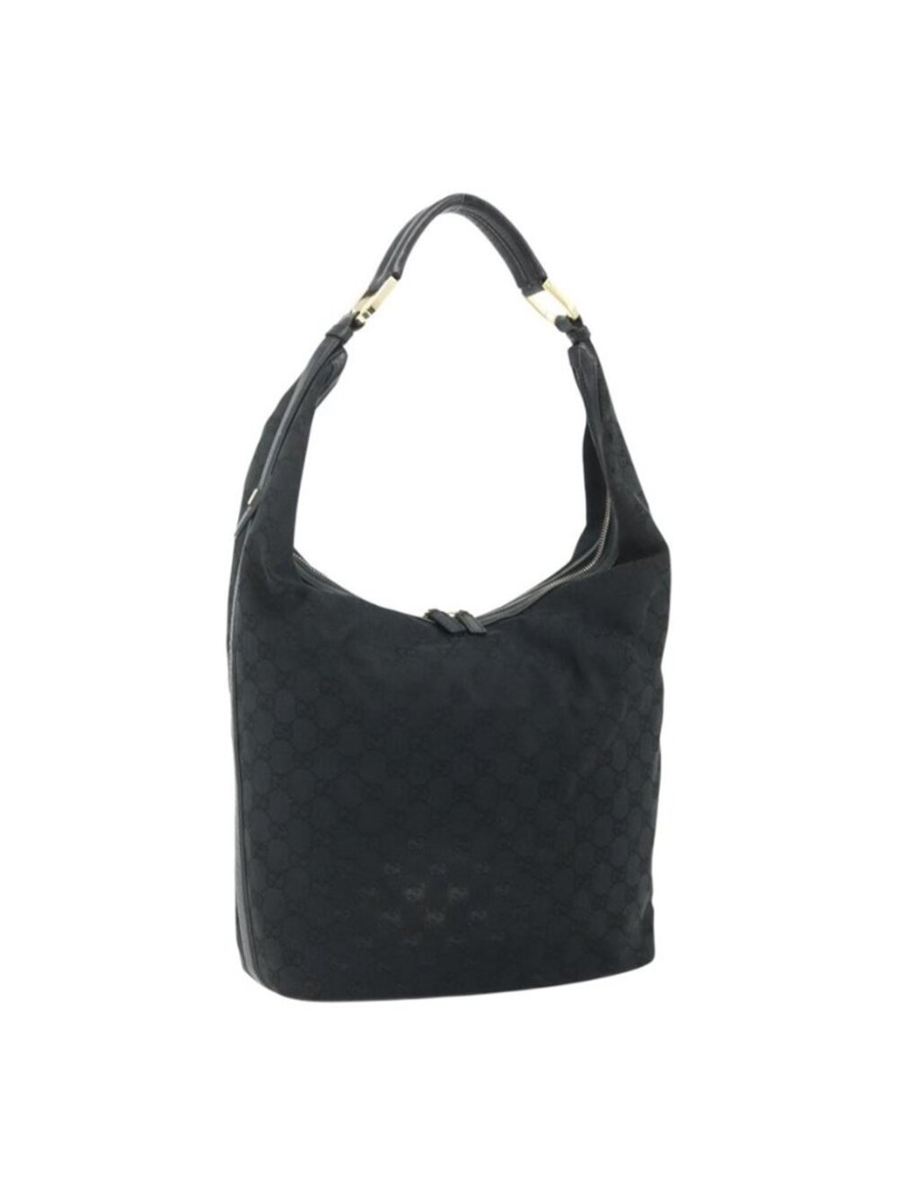Authentic GUCCI GG Canvas Shoulder Bag Black Gold 001 4287